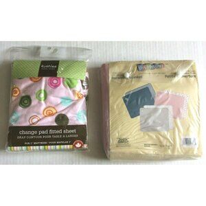 Set Of 2 Bambini Receiving Blanket & Kushies Change Pad Fitted Sheet. Pink. NIB